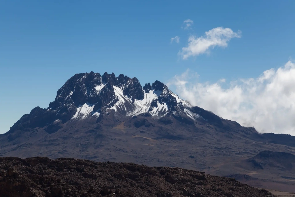 The massive Kibo summit cone of Kilimanjaro