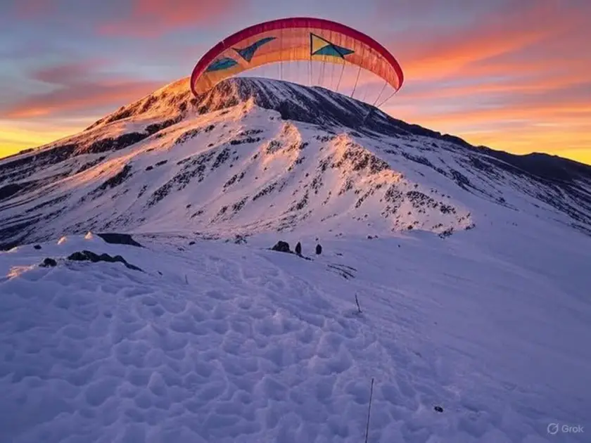 Paragliding over Kilimanjaro at dawn